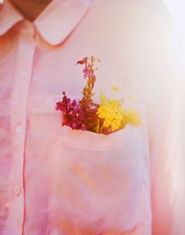 pink shirt pocket flowers